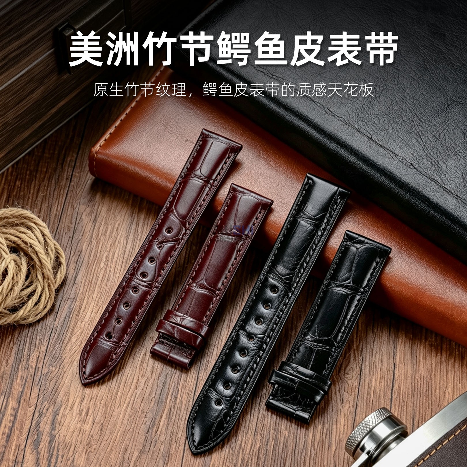 美洲鳄鱼皮表带22mm通用