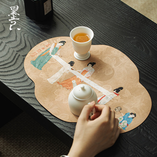 墨己茶席仕女图新中式干泡席防水茶桌垫茶盘垫隔热垫桌布茶道配件