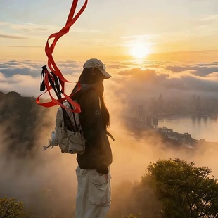 登山杖红飘带超长丝带户外徒步爬山登顶拍照道具出片神器旅游纪念
