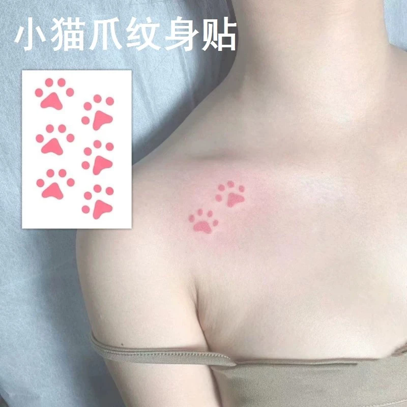 【猫爪温变纹身贴纸】 锁骨纹身贴遇热变色防水持久半永久纹身贴