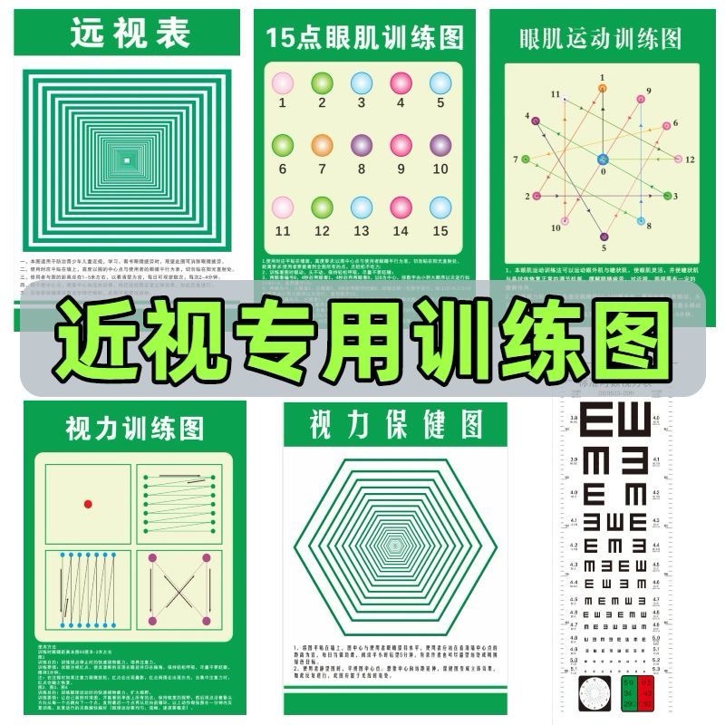 视力训练图眼肌训练散光矫正近视远视表运动增视图眼保健操墙贴