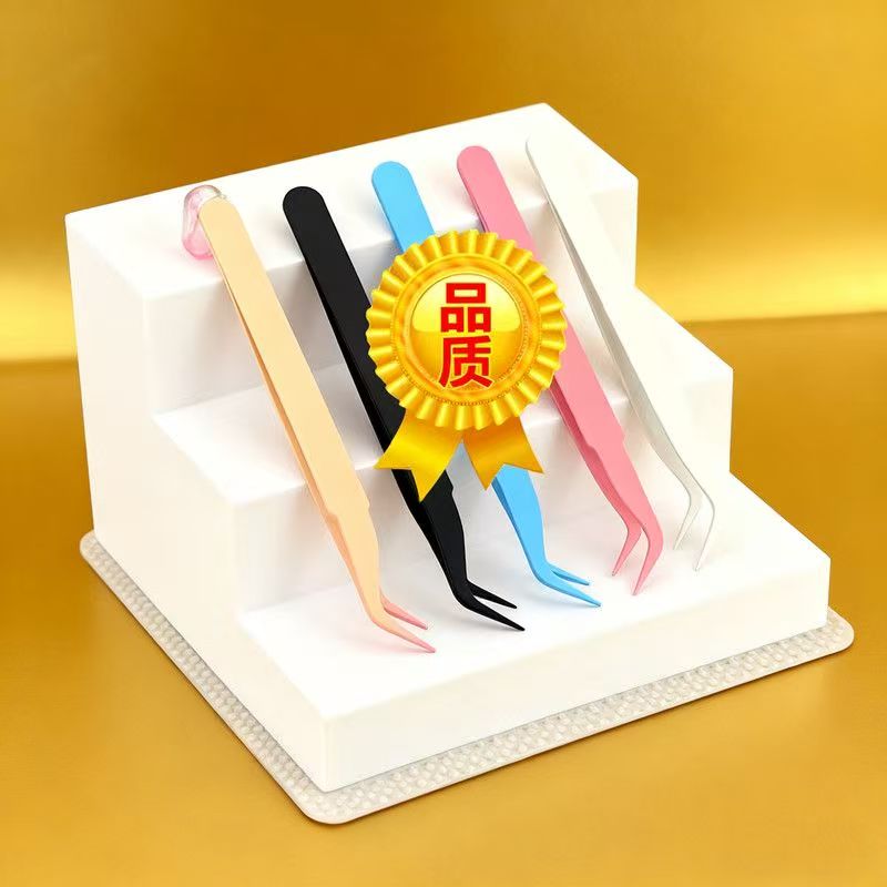不锈钢镊子弯头细尖头防静电小镊子美睫手工粉刺夹维修工具套装镊