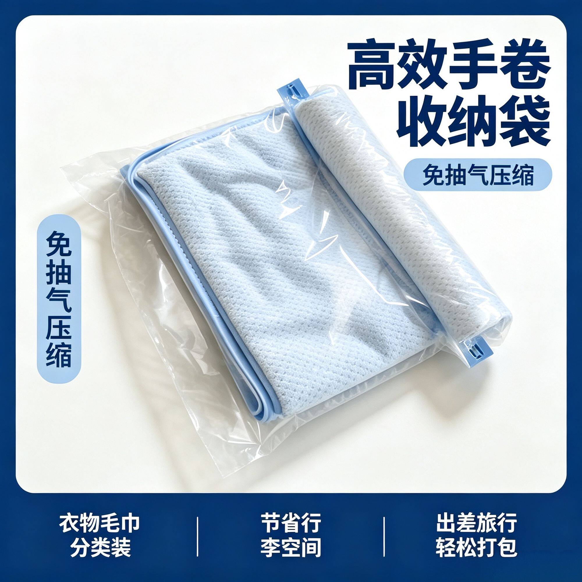 真空压缩袋手卷衣服被子手卷收纳袋密封袋神器出差旅游免抽气旅行