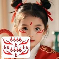 哪吒額頭眉心魔童降世兒童紋身貼COS貼動(dòng)漫敖丙眉心藍(lán)色紋身貼紙