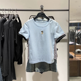 休闲日常撞色小兔图案修身 女装 T恤460098 新款 2026春季