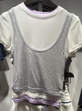 2025夏季新款女装休闲简约两件式修身短袖T恤450117