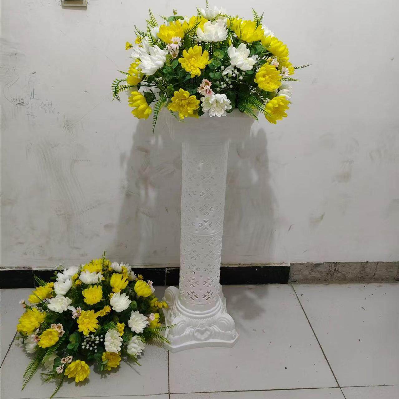 殡葬白事罗马柱花仿真路引花追悼会花柱绢花灵堂装饰花布置道具