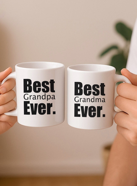 Best Grandpa Grandma水杯爷爷奶奶创意马克杯子生日礼物陶瓷水杯