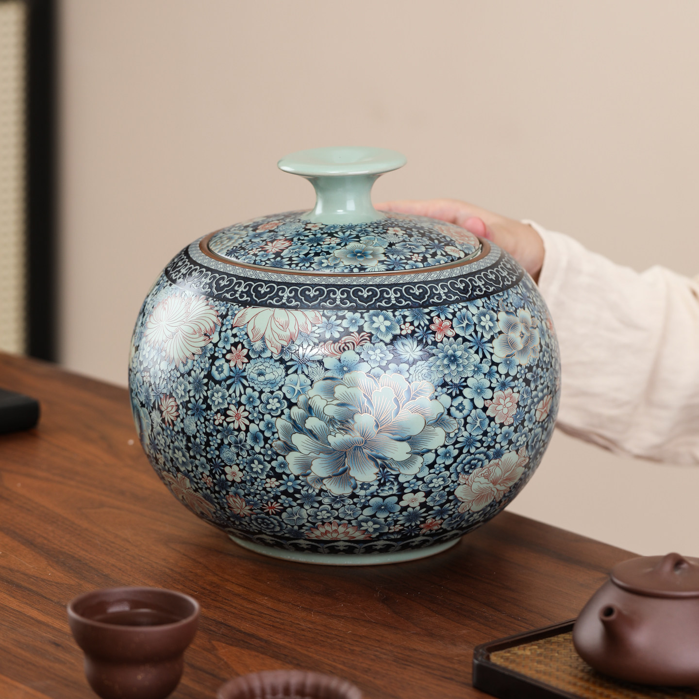 汝窑茶叶罐陶瓷密封罐家用储存罐特大号防潮罐子通用红茶白茶礼盒,餐饮具,茶叶罐,淘宝优惠券,粉丝福利购,淘宝优惠卷