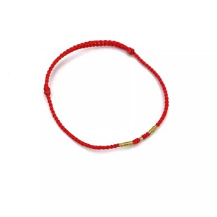 安伯曼18K金豆豆红绳手链手工 安伯曼 巴依粉丝节