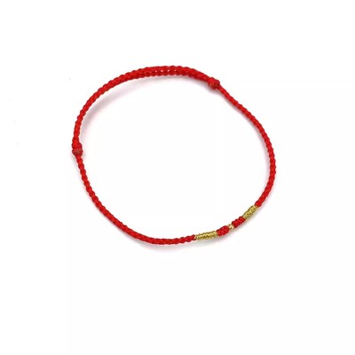 【巴依粉丝节-安伯曼】安伯曼18K金豆豆红绳手链手工