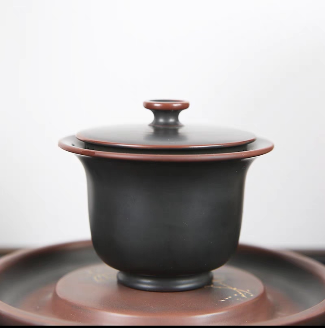 专业泡茶盖碗手工钦州坭兴陶茶壶全孔自带过滤免茶漏防烫陶瓷带盖