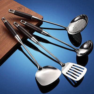 严选厨具套装316不锈钢彩木柄锅铲汤勺炒菜铲子厨房烹饪工具全套