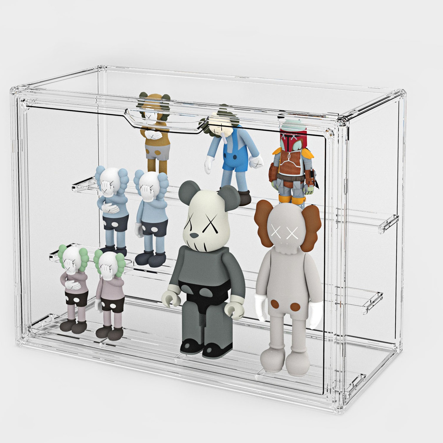 泡泡玛特展示收纳盒亚克力手办展示架防尘公仔玩具透明磁吸展示盒