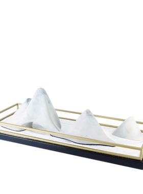 新中式风软装家居客厅沙盘假山