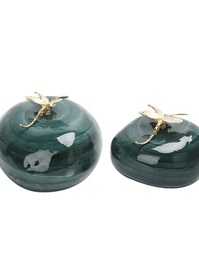 新中式风蜻蜓陶瓷样板房酒柜摆件