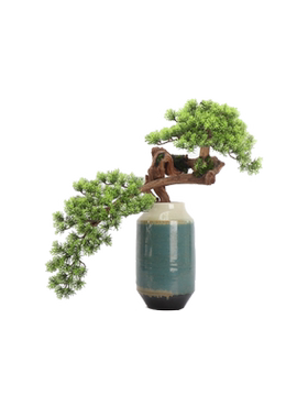 新中式风茶室别墅大堂会所罗汉松