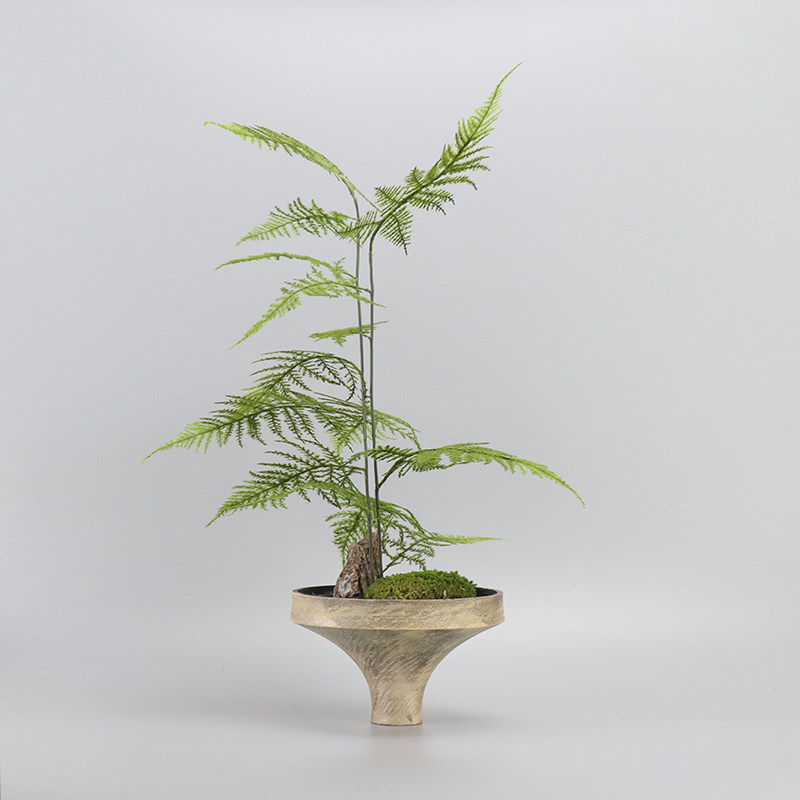 新中式日式创意仿真花艺文竹干花禅意茶室民宿茶几博古架桌面摆件