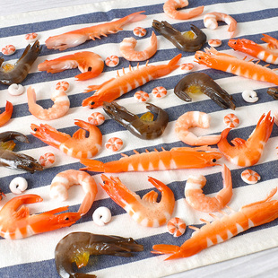 仿真虾模型塑料假明虾基围虾仁熟虾食物装饰摆放展示拍摄道具玩具