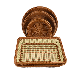 塑料柳编藤编筐水果蔬菜框家用厨房杂物面包玩具编织收纳筐盘篮子