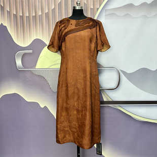 诗梦家原创设计香云纱女装连衣裙红云纱花萝大码气质显瘦长裙2187