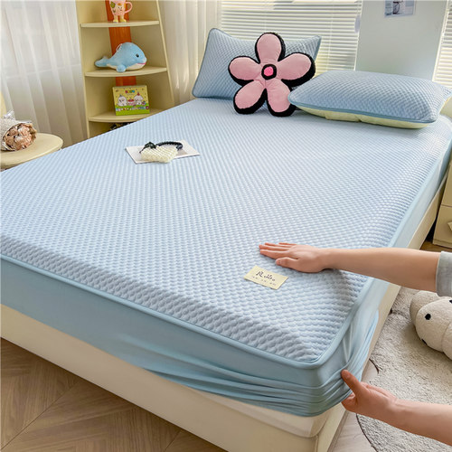 2024夏季新款凉感冰丝豆豆凉席床笠款三件套家用可机洗空调软席子