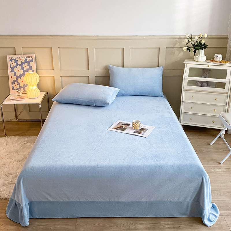 高克重保暖单层牛奶绒圆角床单单件冬季珊瑚法兰绒薄款被单三件套,床上用品,床单,淘宝优惠券,粉丝福利购,淘宝优惠卷