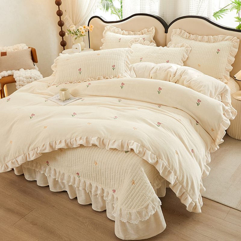 高克重高端a类牛奶绒刺绣被套