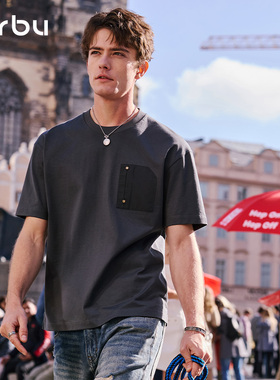 MrBu布先生新款机能风短袖t恤男上衣半袖圆领灰色时尚宽松GT16370