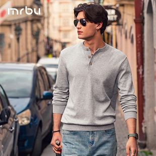 长绒棉圆领长袖 男款 亨利领BT12255 笼绣花纯棉针织衫 MrBu布先生袖