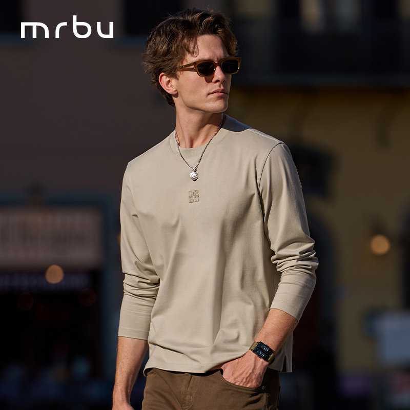 MrBu布先生男士秋冬新款基础时尚高级感圆领长袖套头T恤KT17553