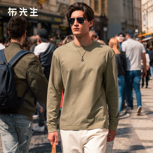 MrBu布先生长袖T恤男款重磅廓形纯棉280g春秋宽松休闲上衣KT01903