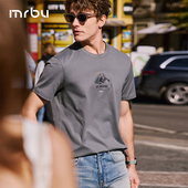 半袖 男款 T恤正肩短袖 MrBu布先生夏季 灰色时尚 印花全棉透气GT16355