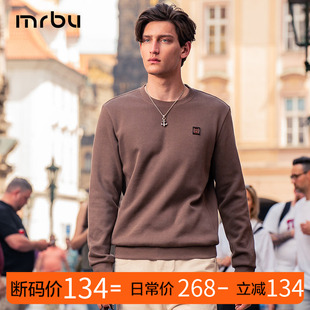 KT01911断码 MrBu布先生圆领卫衣男正肩咖色logo印花秋冬长袖 上装