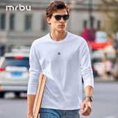 MrBu布先生重磅长袖 T恤简约印花秋冬圆领基础内搭男士 简约KT01766