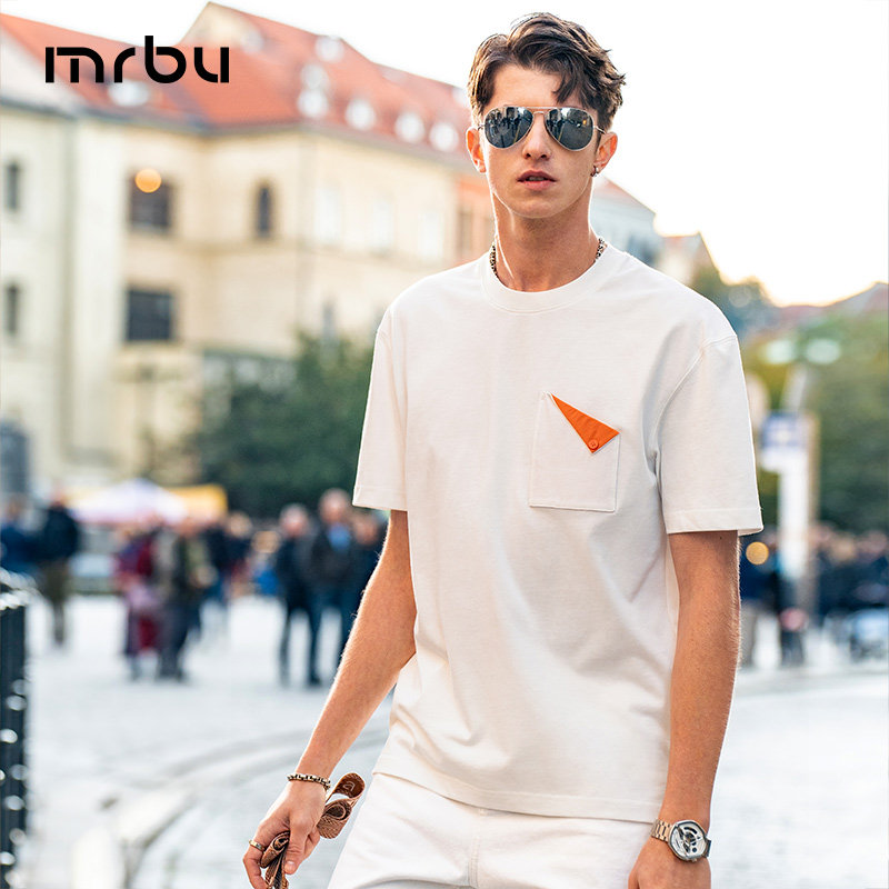 MrBu布先生廓形创意翻折口袋休闲圆领短袖男t恤夏季圆领GT15263,男装,T恤,淘宝优惠券,粉丝福利购,淘宝优惠卷
