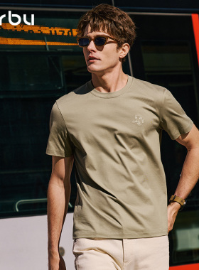 MrBu布先生短袖T恤男装新款正肩青铜绿百搭时尚字母纯棉GT16311