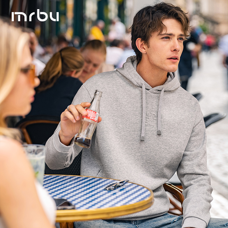 MrBu布先生灰色连帽卫衣男士新款