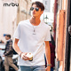 夏季 MrBu布先生立体字母印花圆领短袖 男士 纯棉白色t恤上衣GT15217