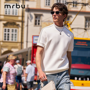 MrBu布先生热胆新款 T恤男上衣撞色织带加厚保暖小高领KT16573 短袖