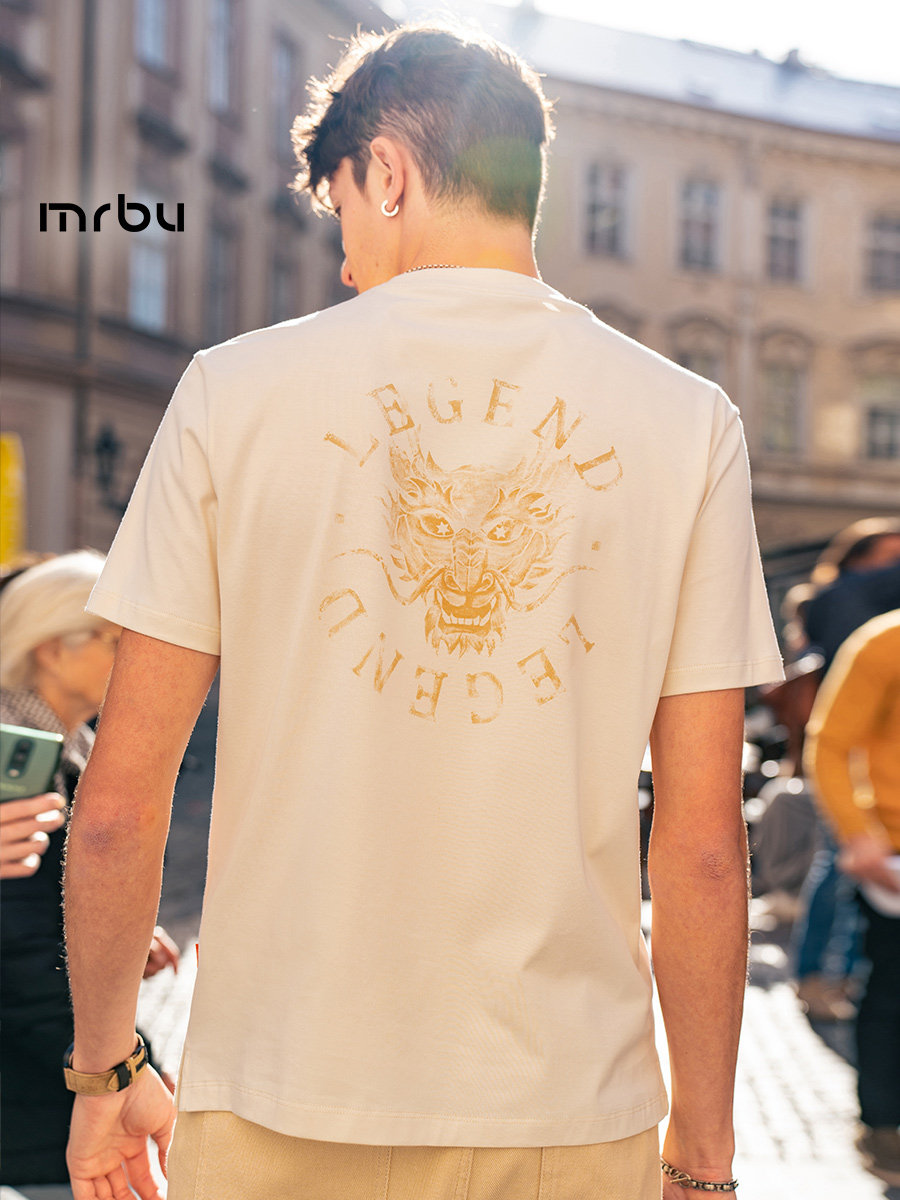 MrBu布先生龙头印花休闲长绒棉圆领短袖男款t恤夏季时尚GT15253