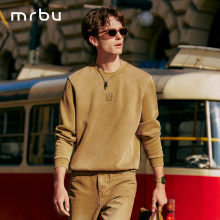 MrBu布先生圆领卫衣男款标准版字母刺绣简约植绒保暖长袖KT16608