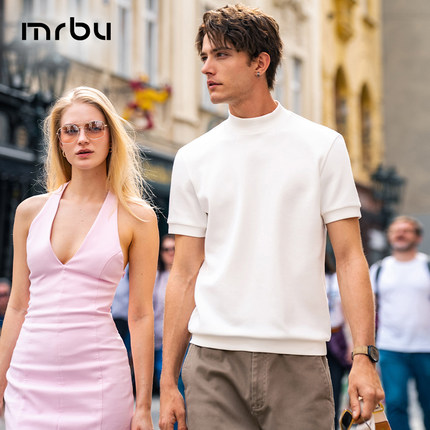MrBu布先生热胆短袖抗皱小高领打底t恤衫男款2025秋季新品KT15766