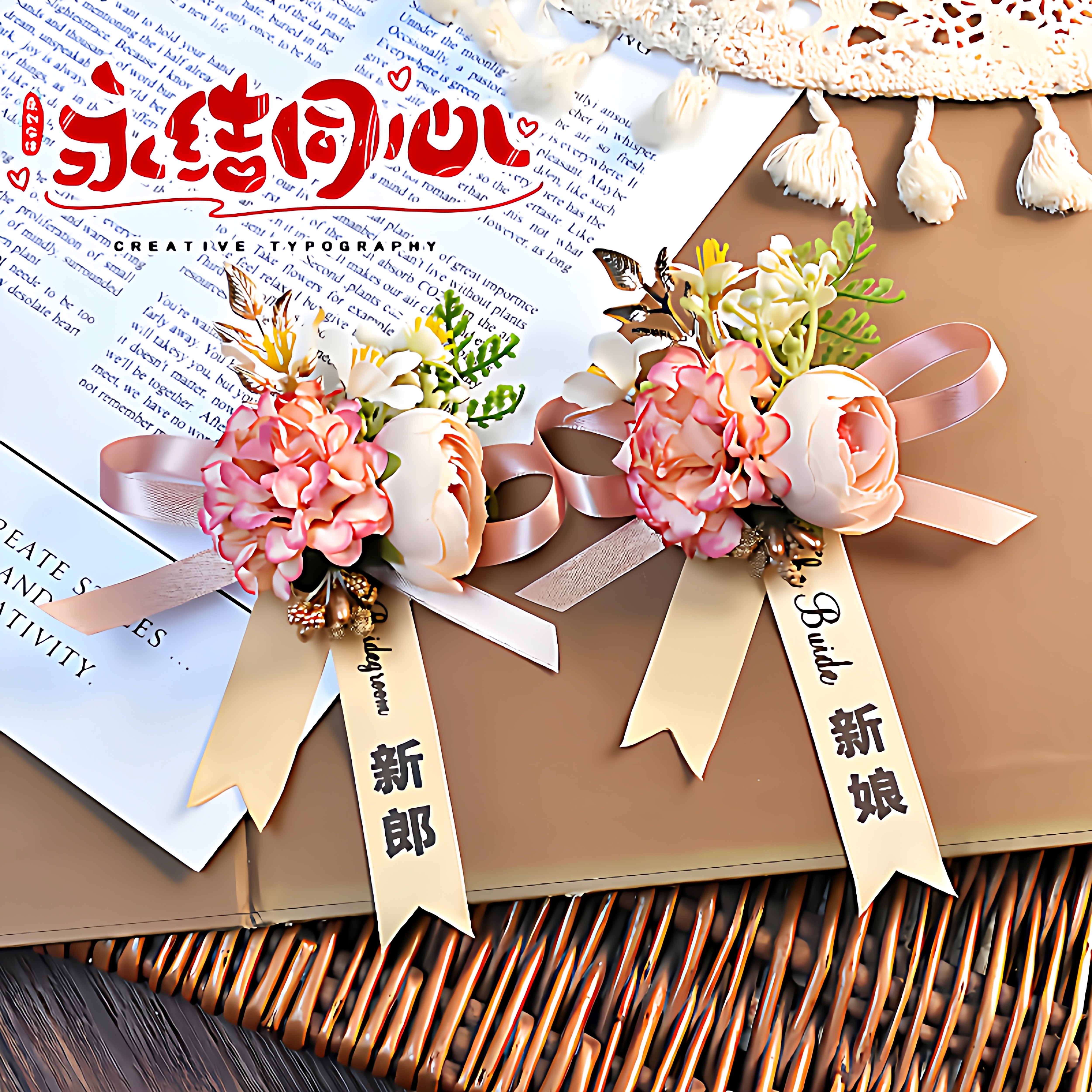 原创森系婚礼结婚胸花新郎新娘父母亲伴郎伴娘手腕花结婚婚礼用品