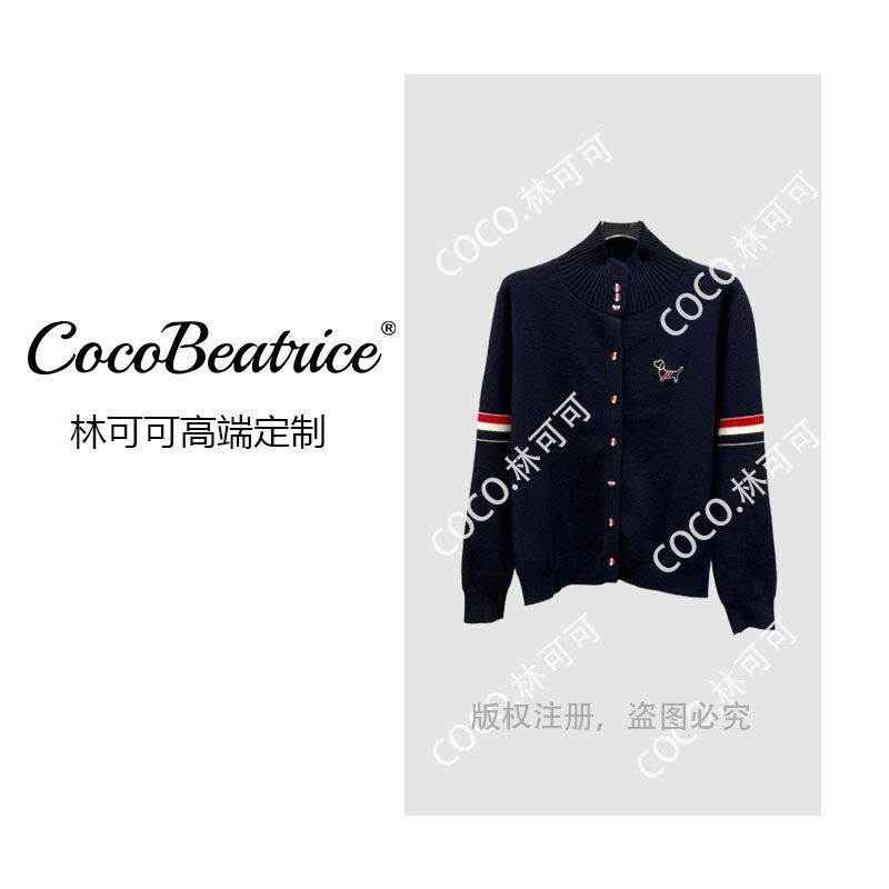 【COCO林可可】秋冬新款时尚百搭气质提花小狗针织衫HY825334