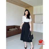 心动舞曲 夏季 新款 张阿星 气质通勤衬衫 赫本风垂感小黑裙半裙