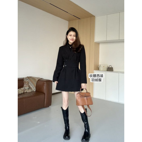 张阿星【北海道大衣短款】冬新款气质可调节收腰质感保暖羽绒外套