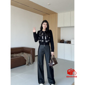 休闲特调 重工亮片圆领短款 针织衫 张阿星 高腰垂感修容皮裤