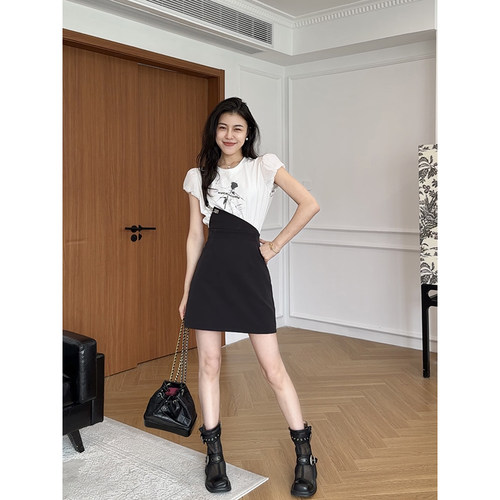 【现货】张阿星狙击腰线单肩带设计感连衣裙女夏季高腰收腰A字裙