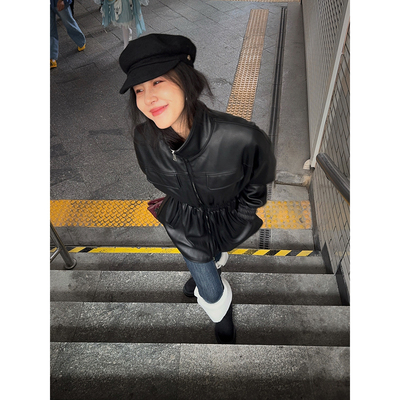 张阿星【半熟冬日】加厚毛毛内胆立领收腰质感防风保暖酷飒皮衣